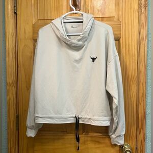 Under Armour size XL cream project rock hoodie with longhorn logo